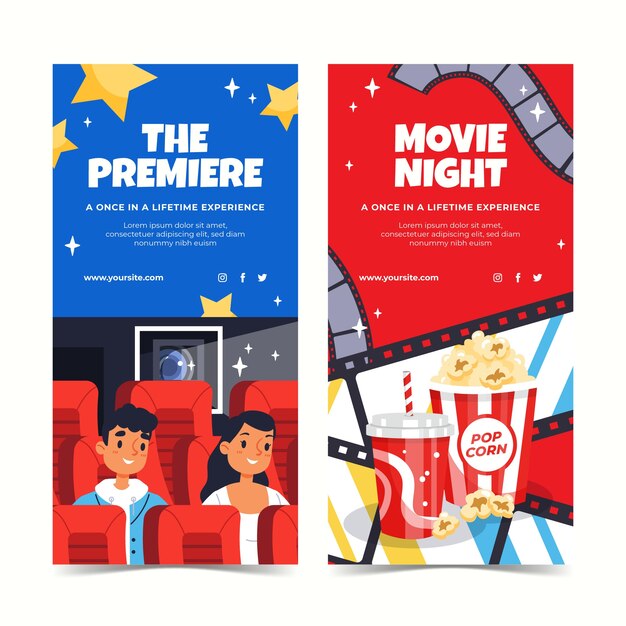 Banner verticali piatti impostati per l'evento in anteprima del film