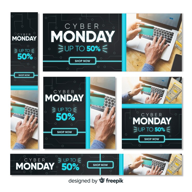 Vettore gratuito banner web di cyber lunedì