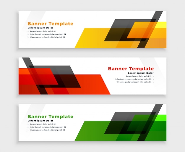 Banner web geometrica moderna in tre colori