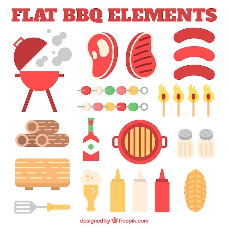 Vettore gratuito barbecue attrezzature piatto