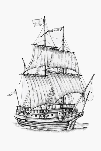 Barca a vela disegnata a mano