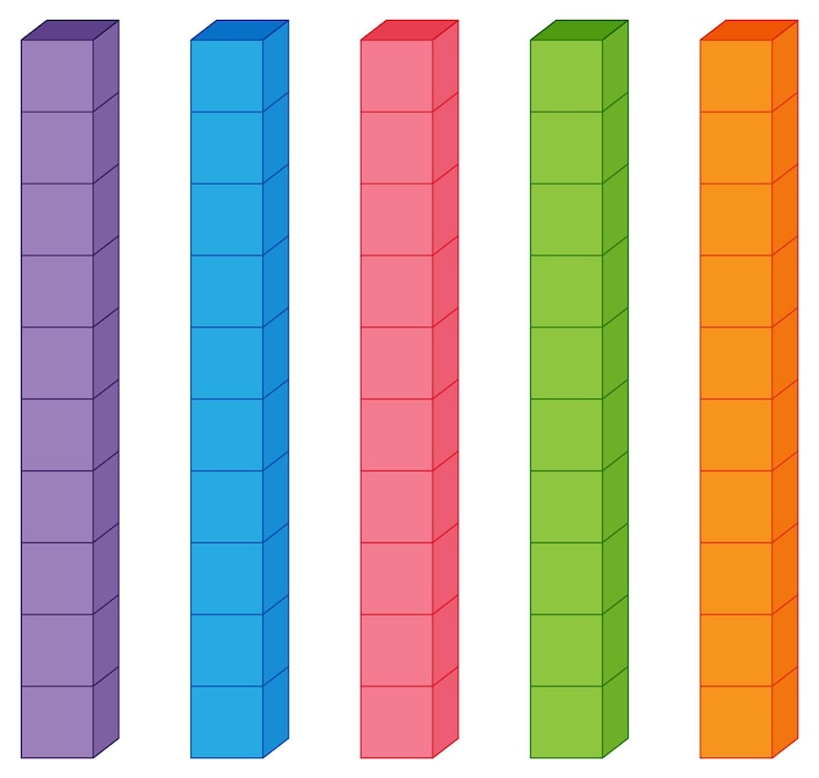 Vettore gratuito barre di frazioni colorate per l'apprendimento della matematica