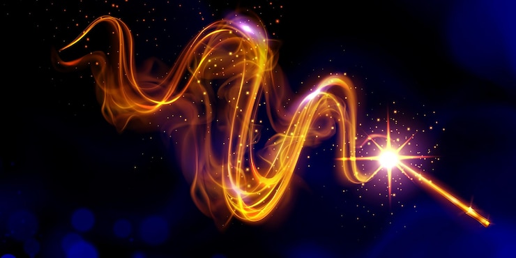 Vettore gratuito bastone magico che crea un effetto luminoso