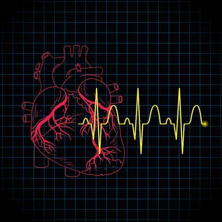 Vettore gratuito battito cardiaco con grafico della frequenza cardiaca