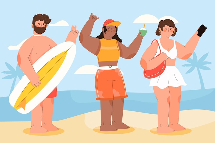 Vettore gratuito beach people