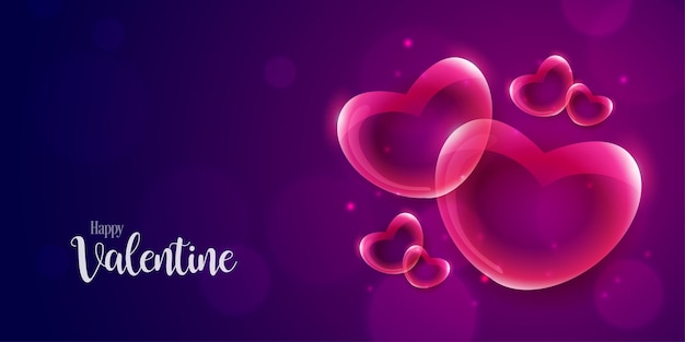 Beautiful Love Valentines Day Banner Background Effetto cuore metallico 3D multiuso