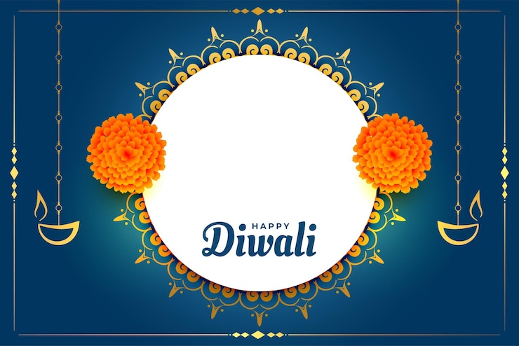 Vettore gratuito bel banner diwali felice con spazio immagine e vettore di design floreale