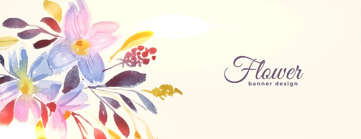 Vettore gratuito bella bandiera floreale della stagione primaverile in stile acquerello