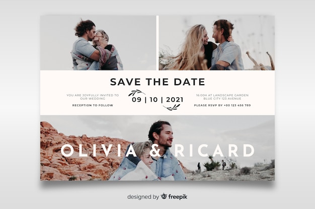 Bella carta di matrimonio con modello di foto