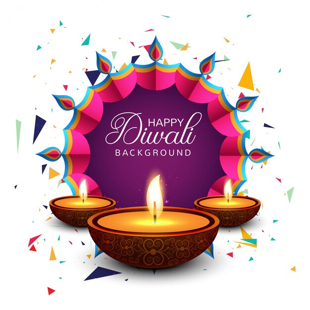 Bella cartolina d&#39;auguri per il vettore felice del fondo di diwali di festival