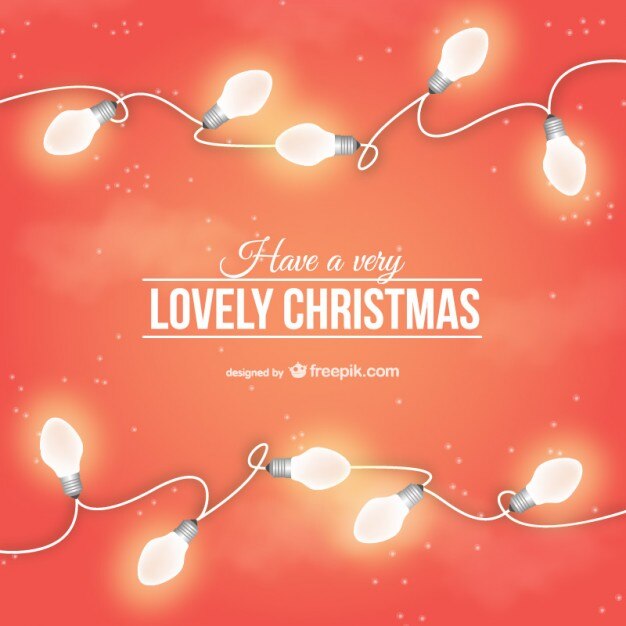 Vettore gratuito bella cartolina di natale con le lampadine