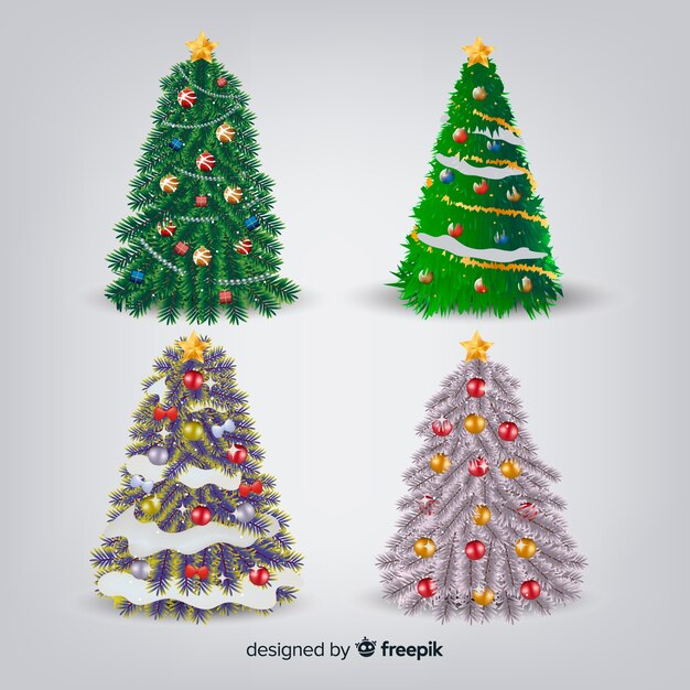 Bella collezione di alberi di Natale con un design realistico