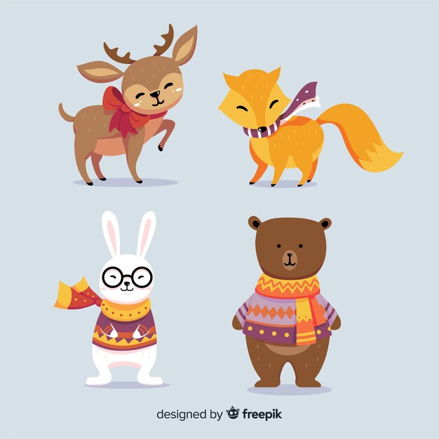 Bella collezione di animali invernali