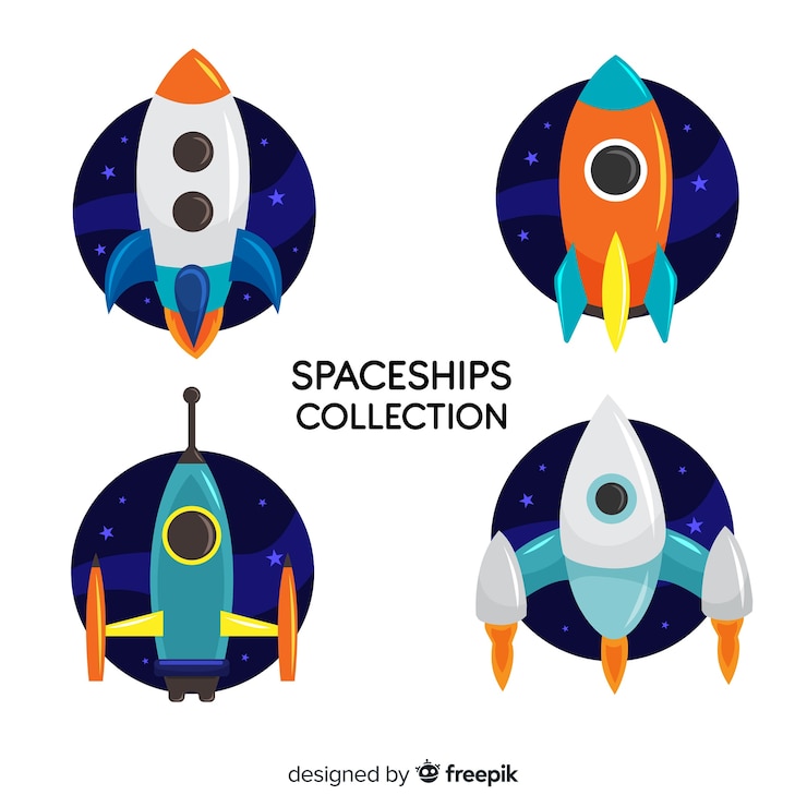 Vettore gratuito bella collezione di astronavi con design piatto