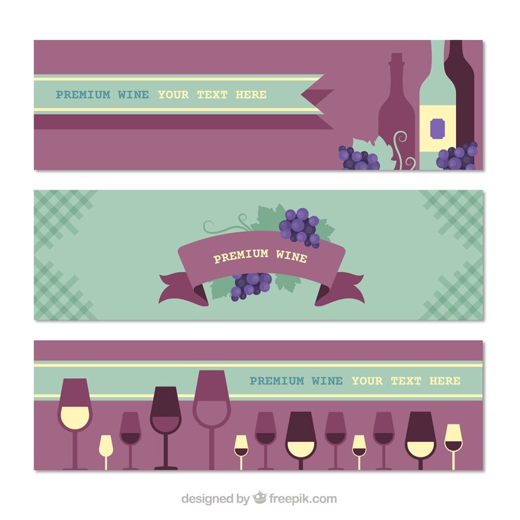 Vettore gratuito bella collezione di bandiere del vino