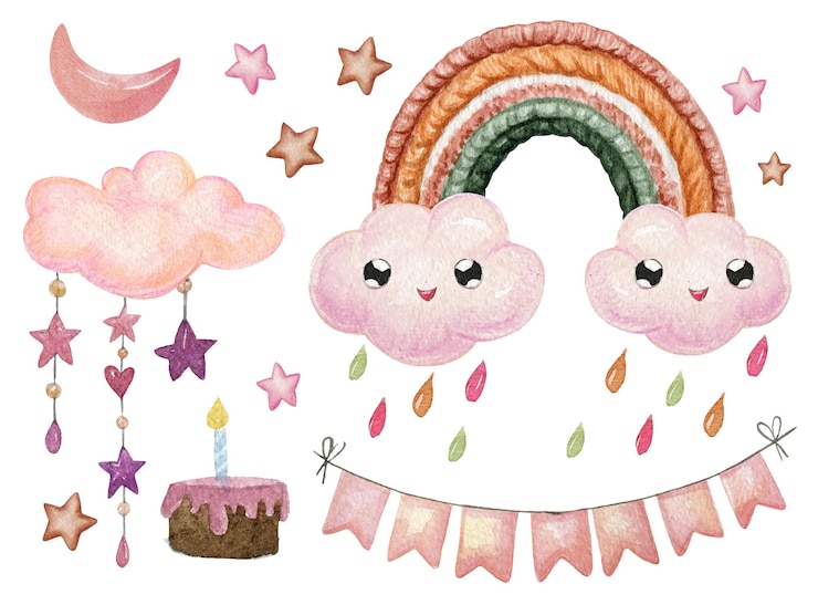 Vettore gratuito bella collezione di elementi decorativi chuva de amor