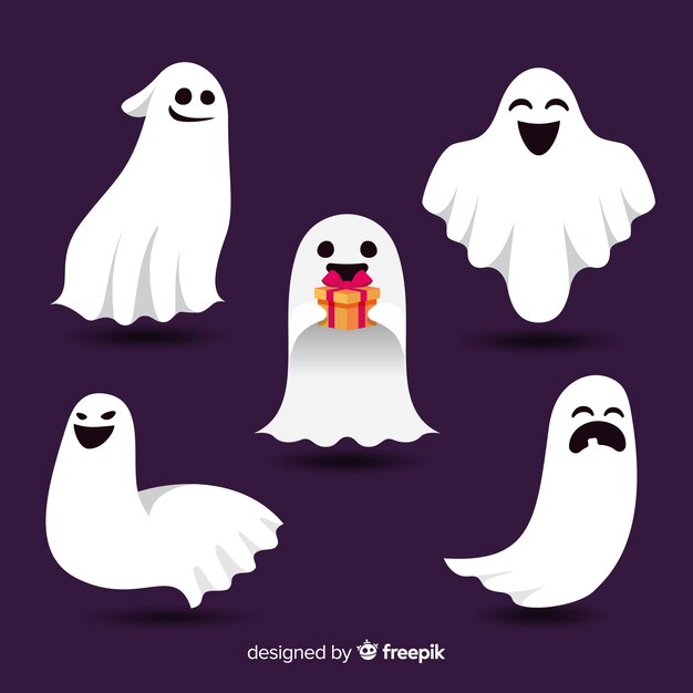 Bella collezione fantasma di halloween con design piatto