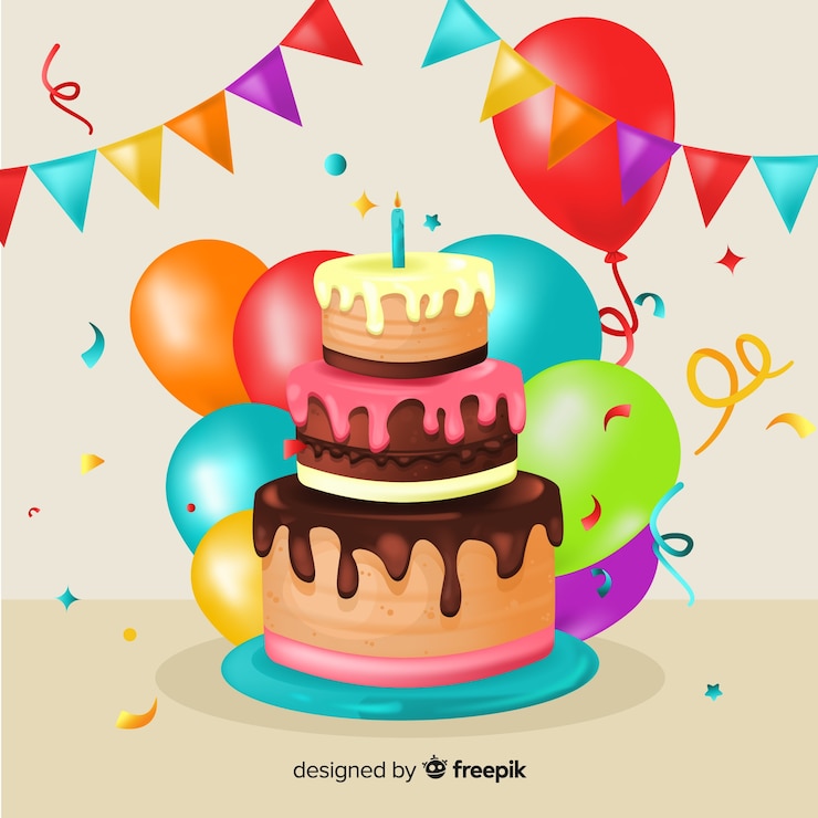 Vettore gratuito bella composizione per la festa di compleanno
