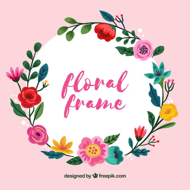 Bella cornice floreale con stile disegnato a mano