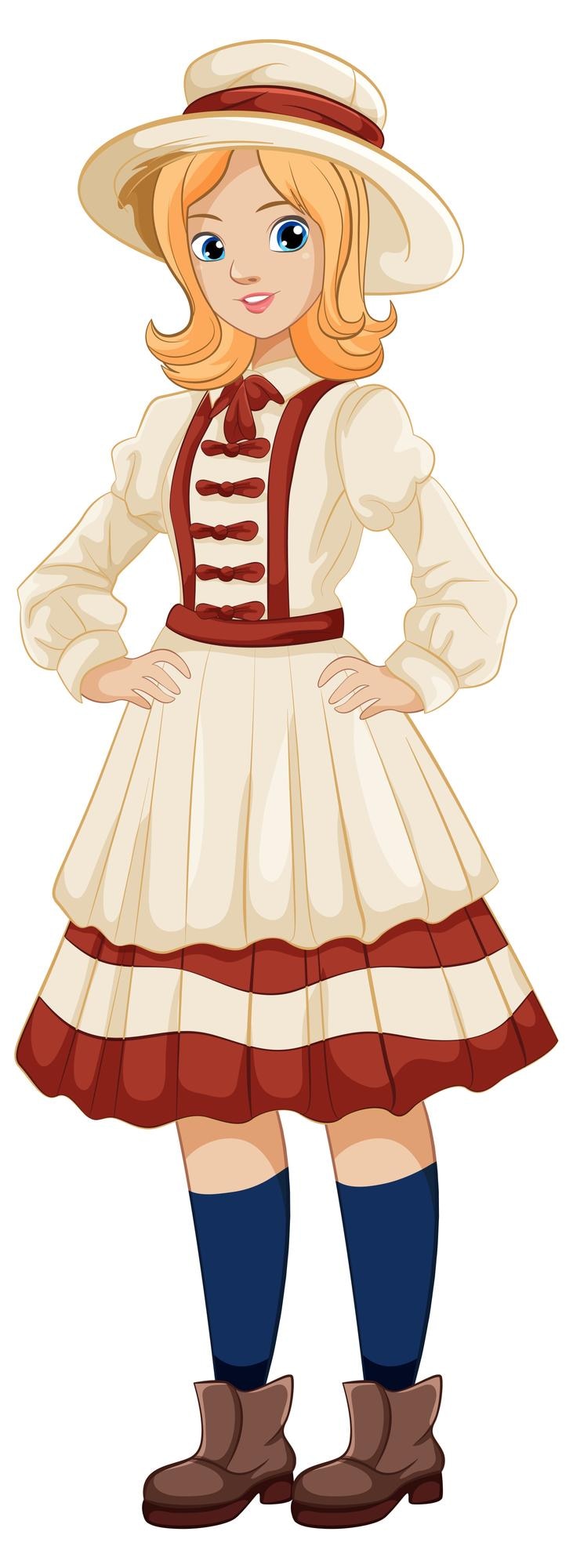 Vettore gratuito bella donna in abito vintage