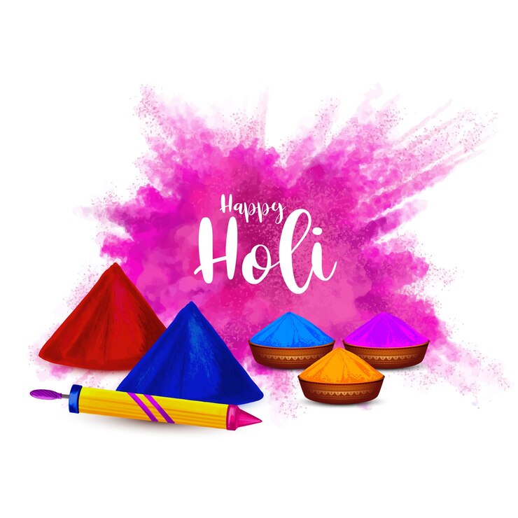 Vettore gratuito bella felicità holi carta di auguri per il festival culturale indiano
