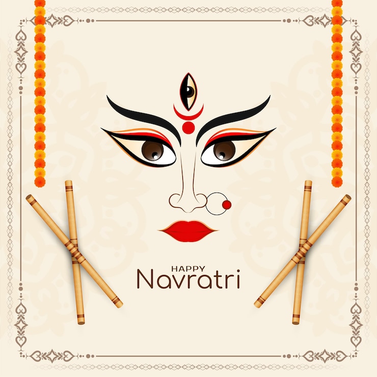Vettore gratuito bella felicità per la puja di durga e la celebrazione del festival di navratri