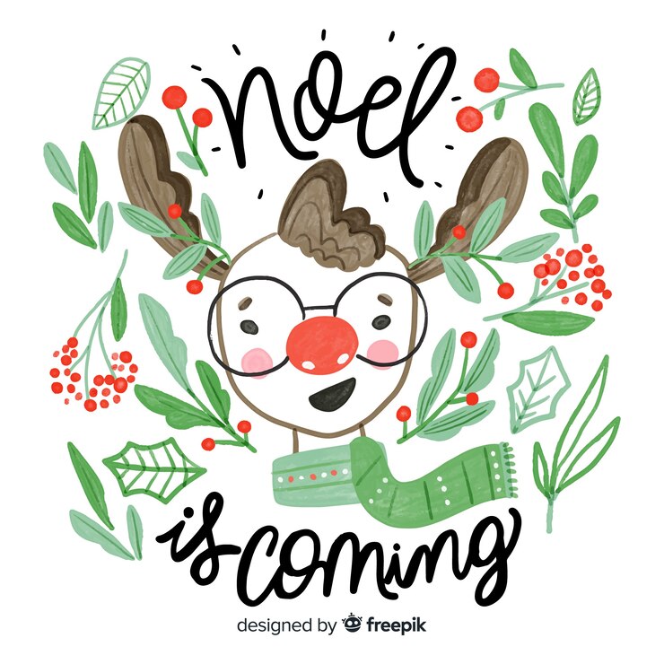 Vettore gratuito bella mano disegnato lettering renna