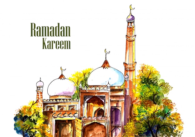 Bella moschea ansimando sfondo ramadan kareem