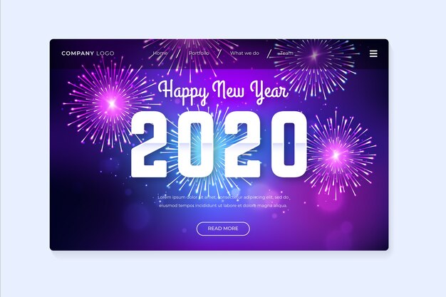 Bella offuscata pagina di destinazione del nuovo anno