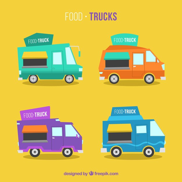 Bella serie di camion di alimentari moderni