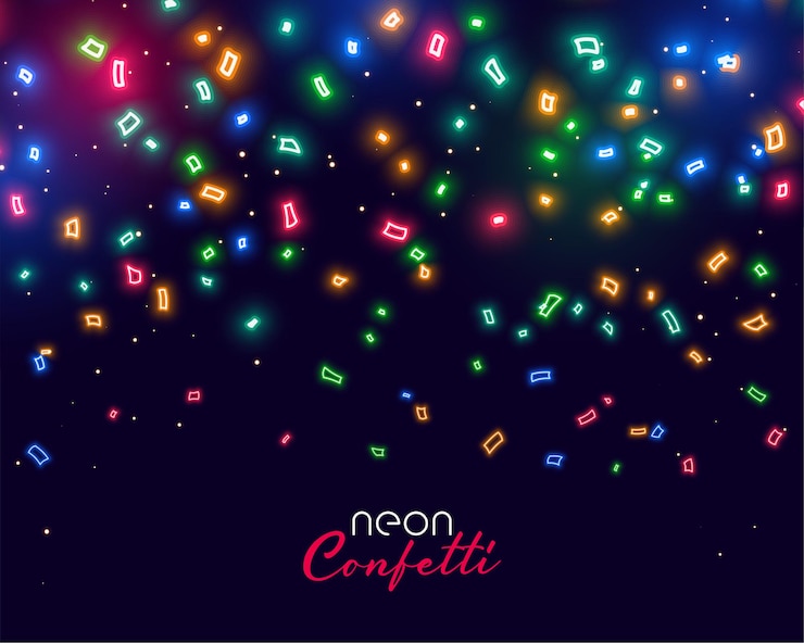 Vettore gratuito bellissimi coriandoli che cadono al neon incandescente