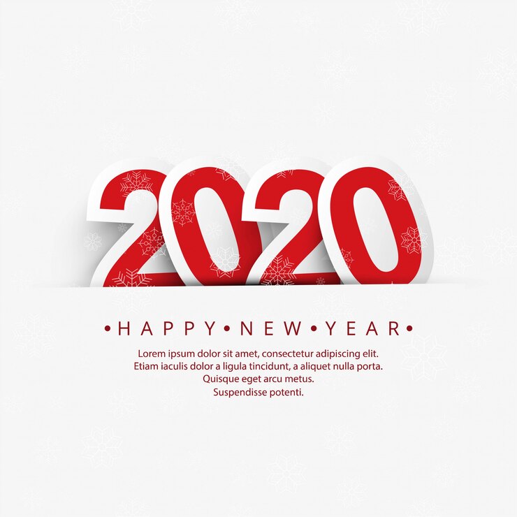 Vettore gratuito bellissimo 2020 nuovo anno con celebrazione di fiocchi di neve