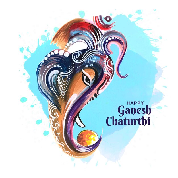 Bellissimo acquerello di Lord Ganesha per la carta di Ganesh Chaturthi