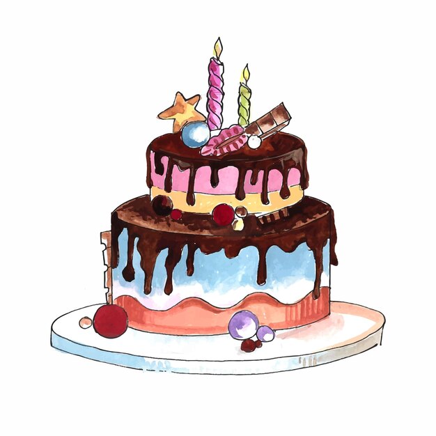 Bellissimo disegno della torta di compleanno di celebrazione