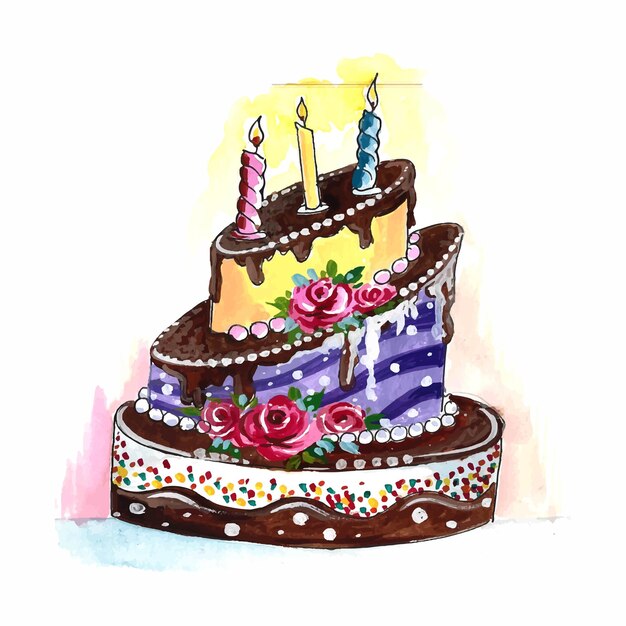 Bellissimo disegno della torta di compleanno di celebrazione