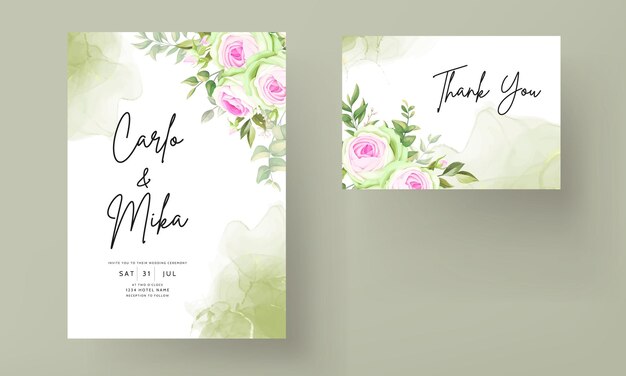 Bellissimo disegno floreale per invito a nozze fiore rosa in fiore