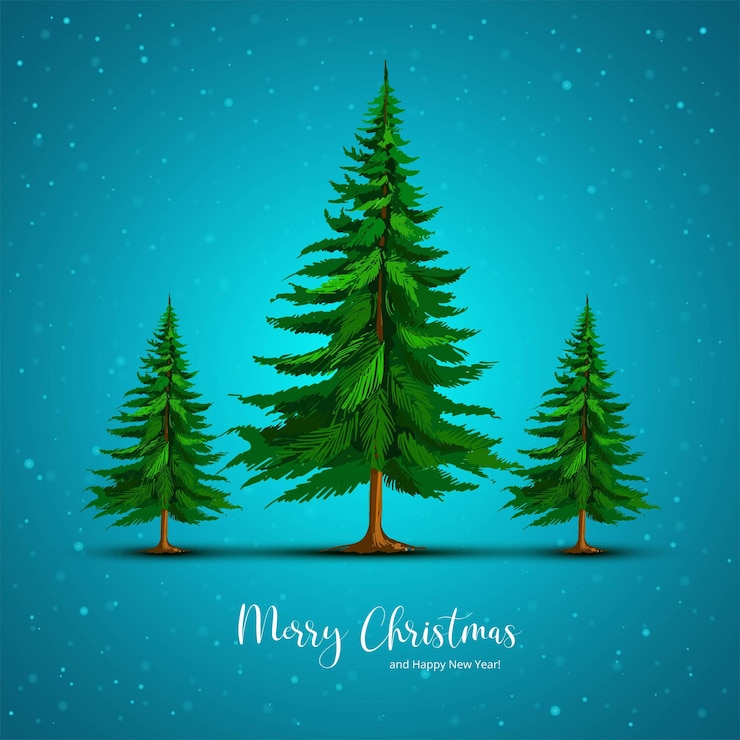 Vettore gratuito bellissimo modello di biglietto di auguri per l'albero verde di buon natale
