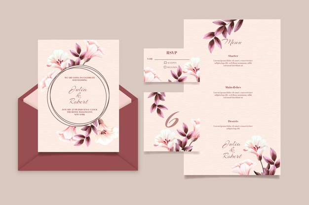 Bellissimo set di articoli di cancelleria per matrimoni