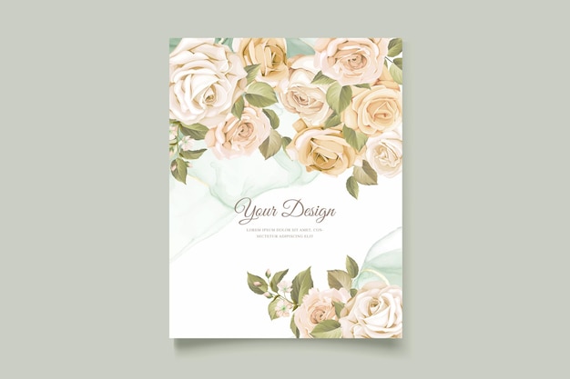 bellissimo set di carte di invito a nozze con rose disegnate a mano