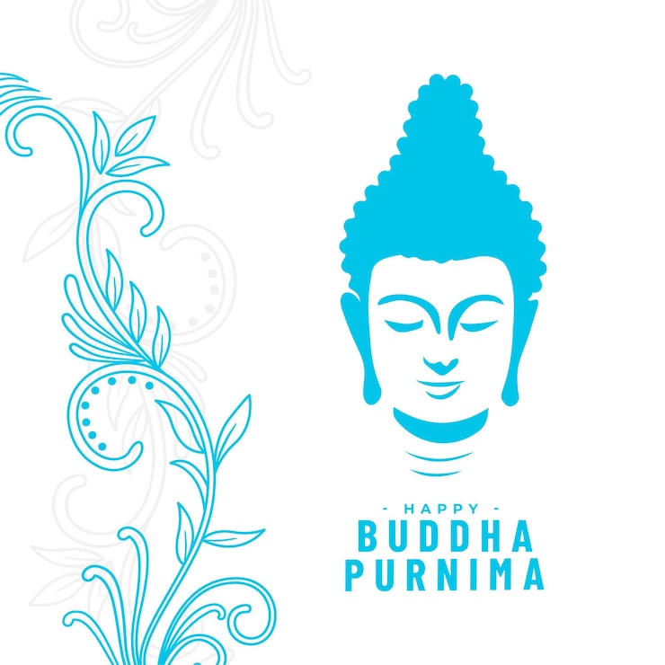 Vettore gratuito bellissimo sfondo buddha purnima con decorazione floreale