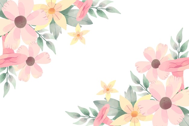 Bellissimo sfondo con fiori ad acquerelli in colori pastello