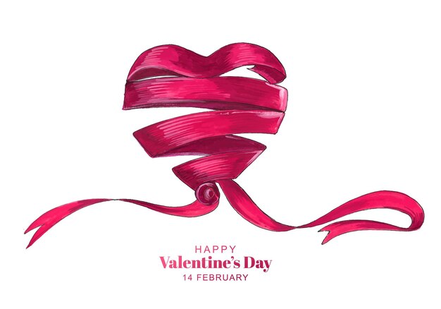 Bellissimo sfondo di carta di San Valentino con nastro a forma di cuore arricciato