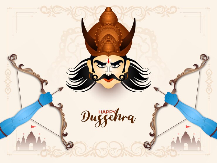 Vettore gratuito bellissimo sfondo di celebrazione del festival culturale indiano happy dussehra