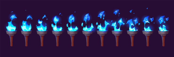Vettore gratuito bellissimo sprite della torcia dei cartoni animati
