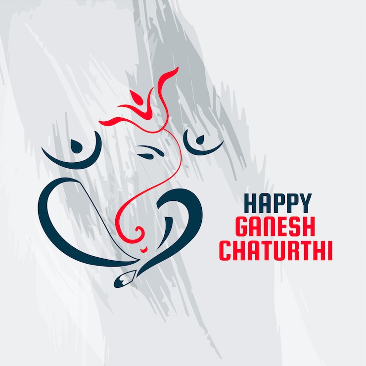 Vettore gratuito bellissimo stile linea ganesh ji per ganesh chaturthi