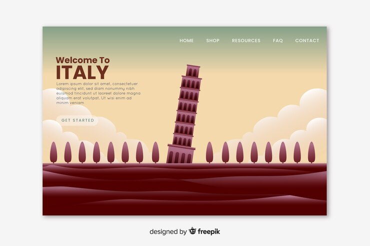 Vettore gratuito benvenuti sulla landing page in italia