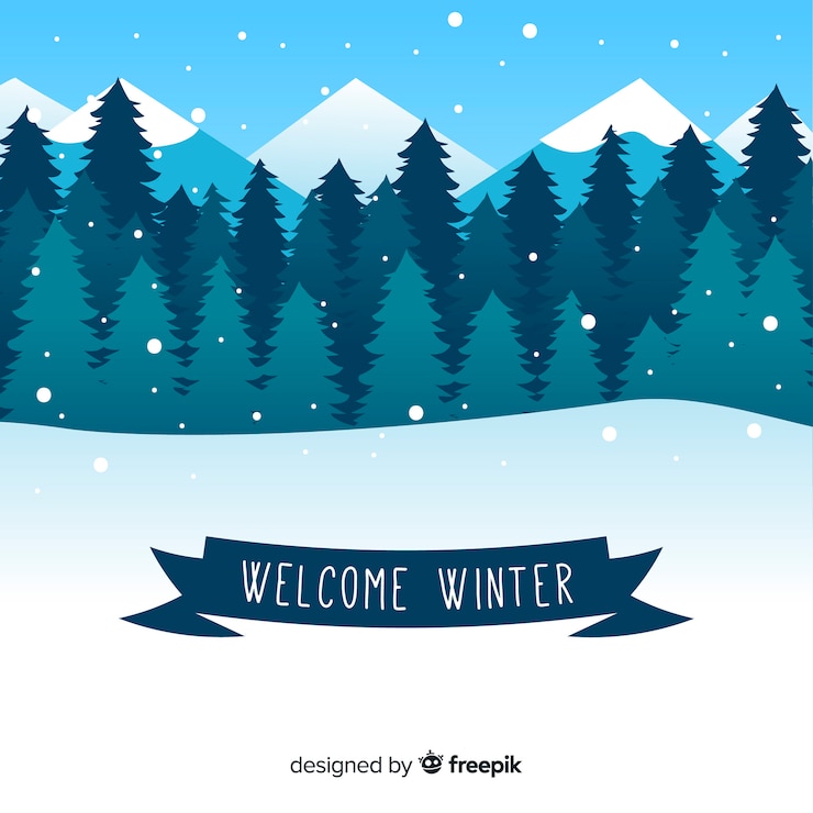 Vettore gratuito benvenuto sullo sfondo invernale