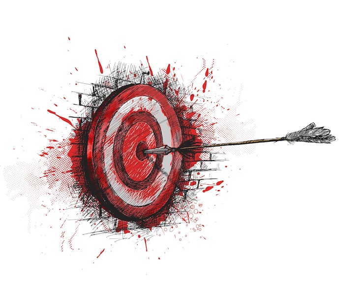 Vettore gratuito bersaglio di tiro con l'arco con le frecce archer sport game competition