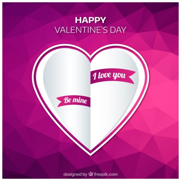 Vettore gratuito bianco cuore di san valentino sfondo geometrico