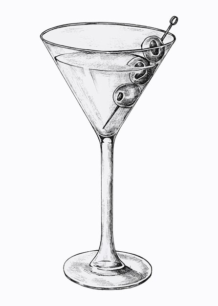 Bicchiere di cocktail Martini disegnato a mano